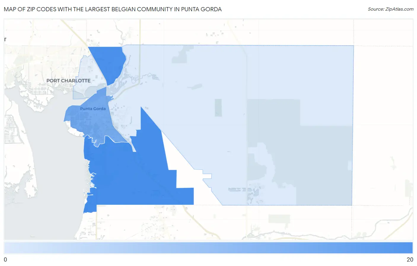 Zip Codes with the Largest Belgian Community in Punta Gorda Map