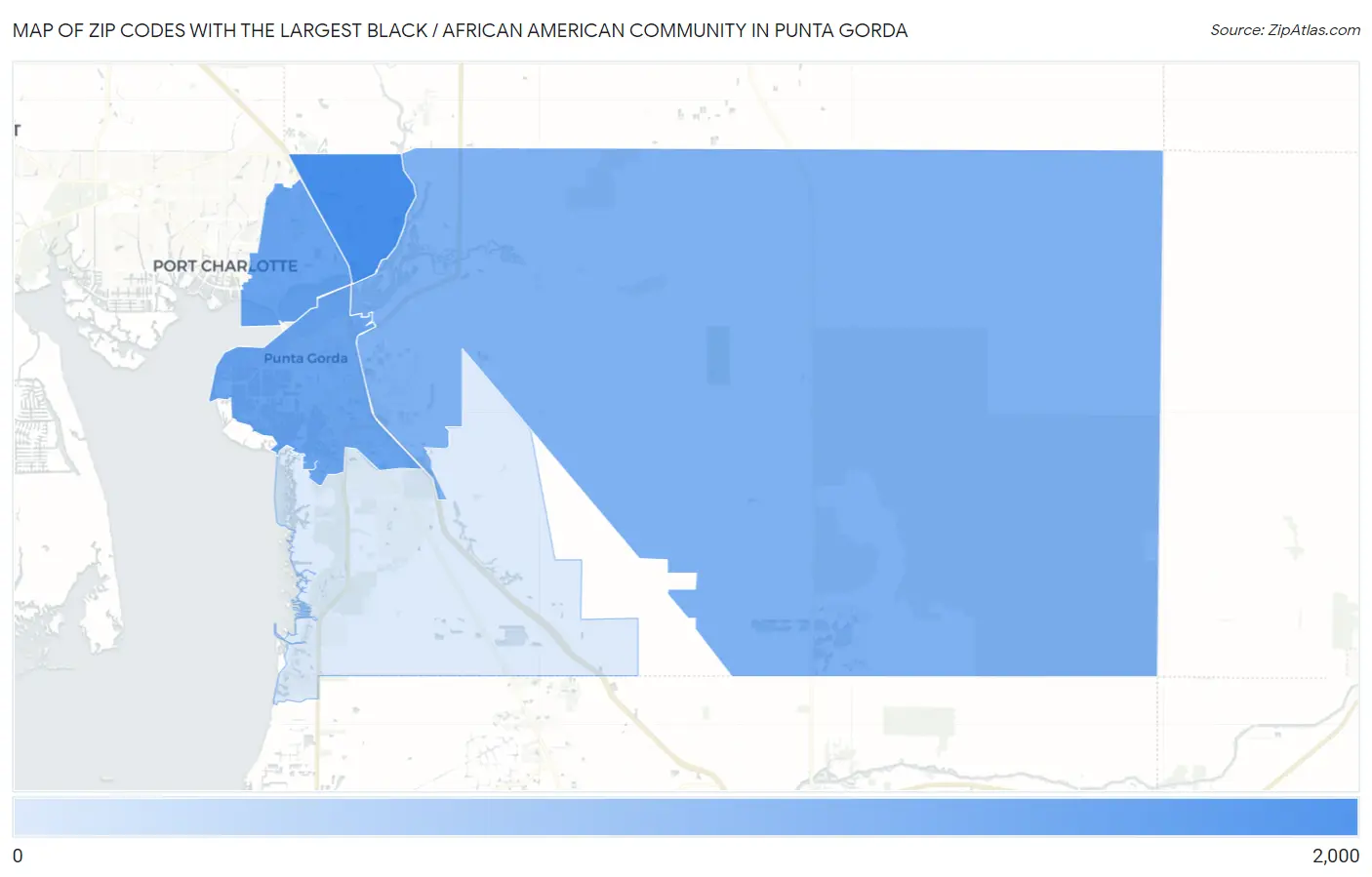Zip Codes with the Largest Black / African American Community in Punta Gorda Map
