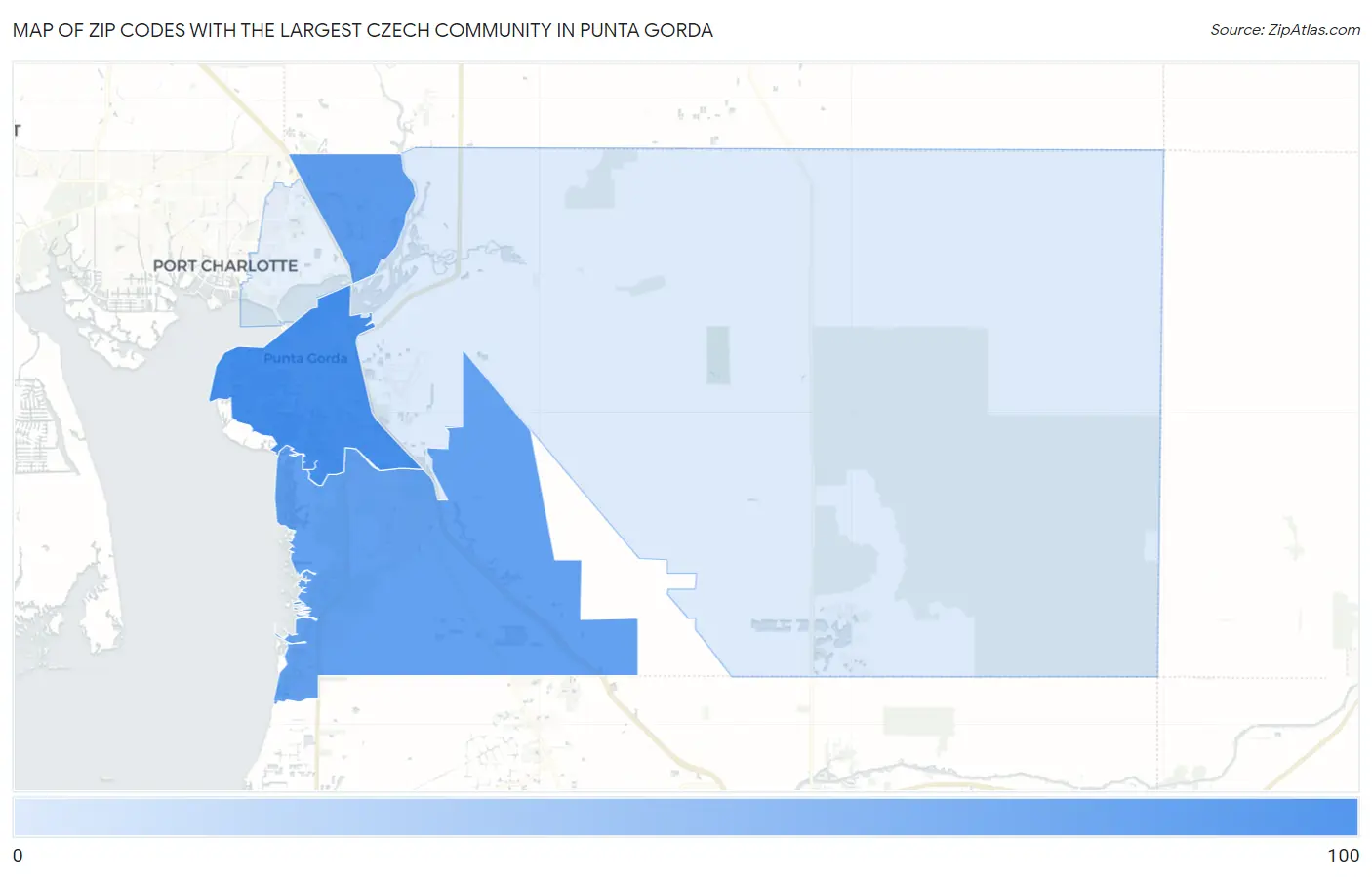 Zip Codes with the Largest Czech Community in Punta Gorda Map