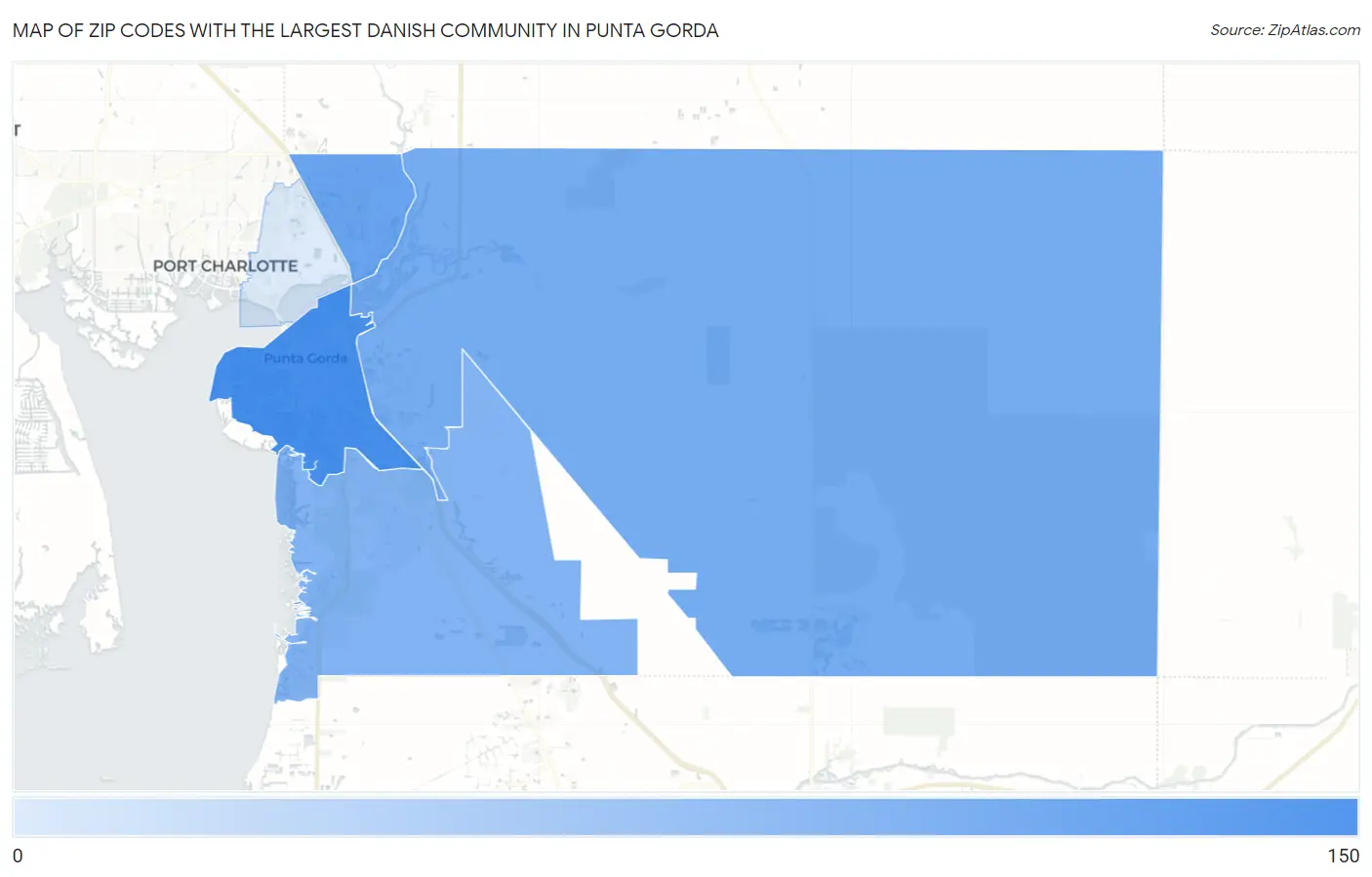 Zip Codes with the Largest Danish Community in Punta Gorda Map