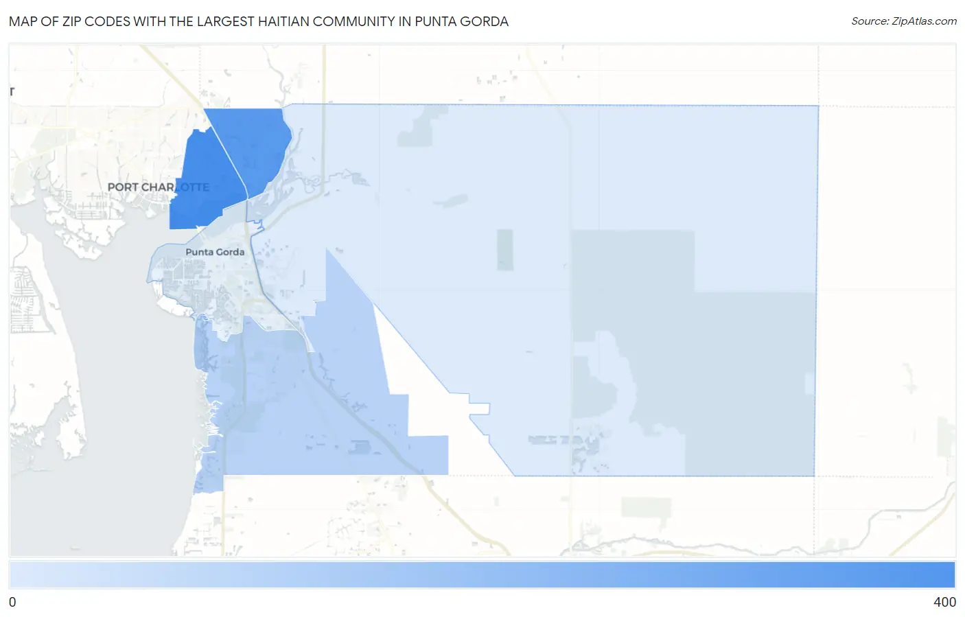 Zip Codes with the Largest Haitian Community in Punta Gorda Map