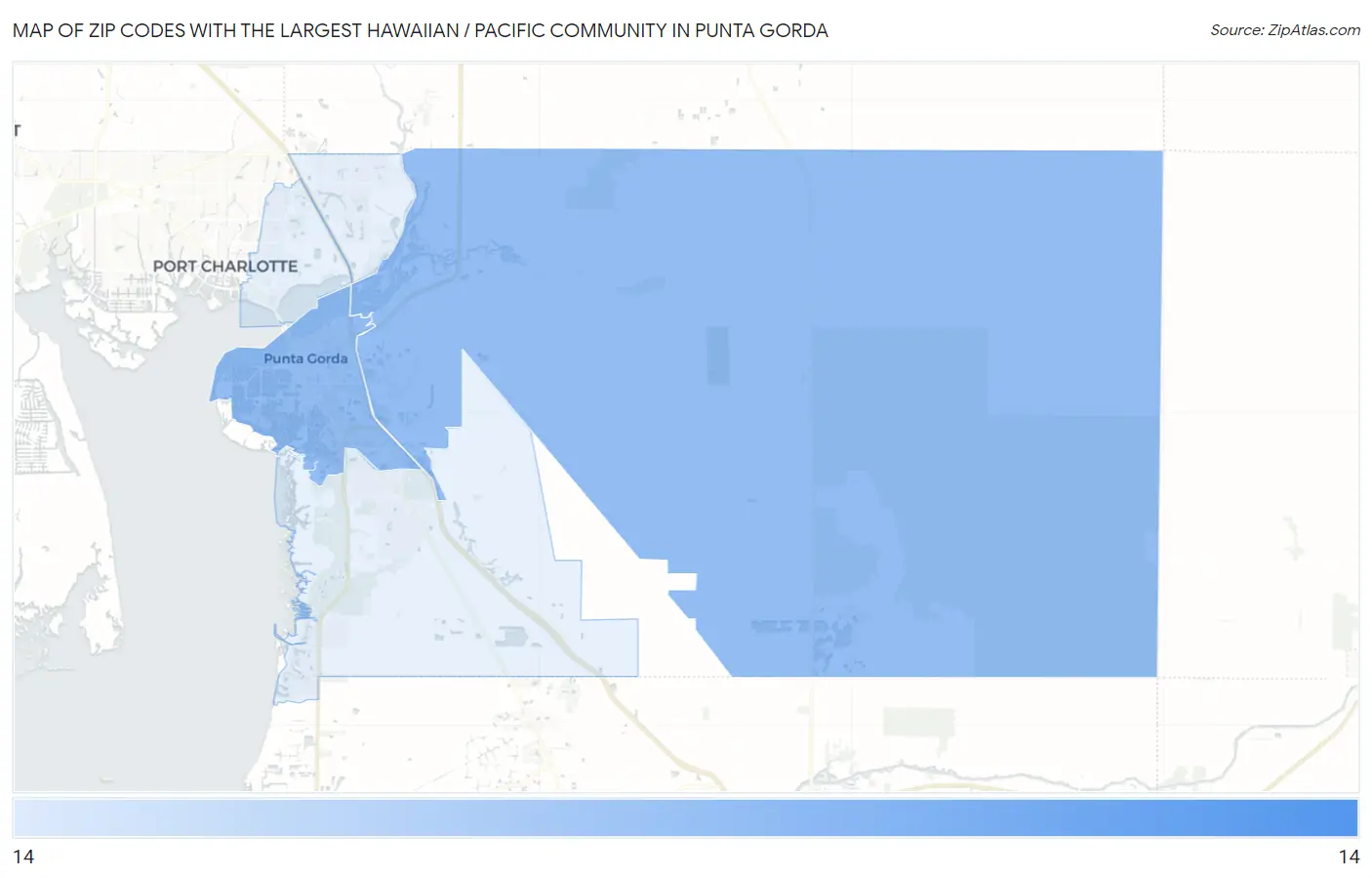 Zip Codes with the Largest Hawaiian / Pacific Community in Punta Gorda Map