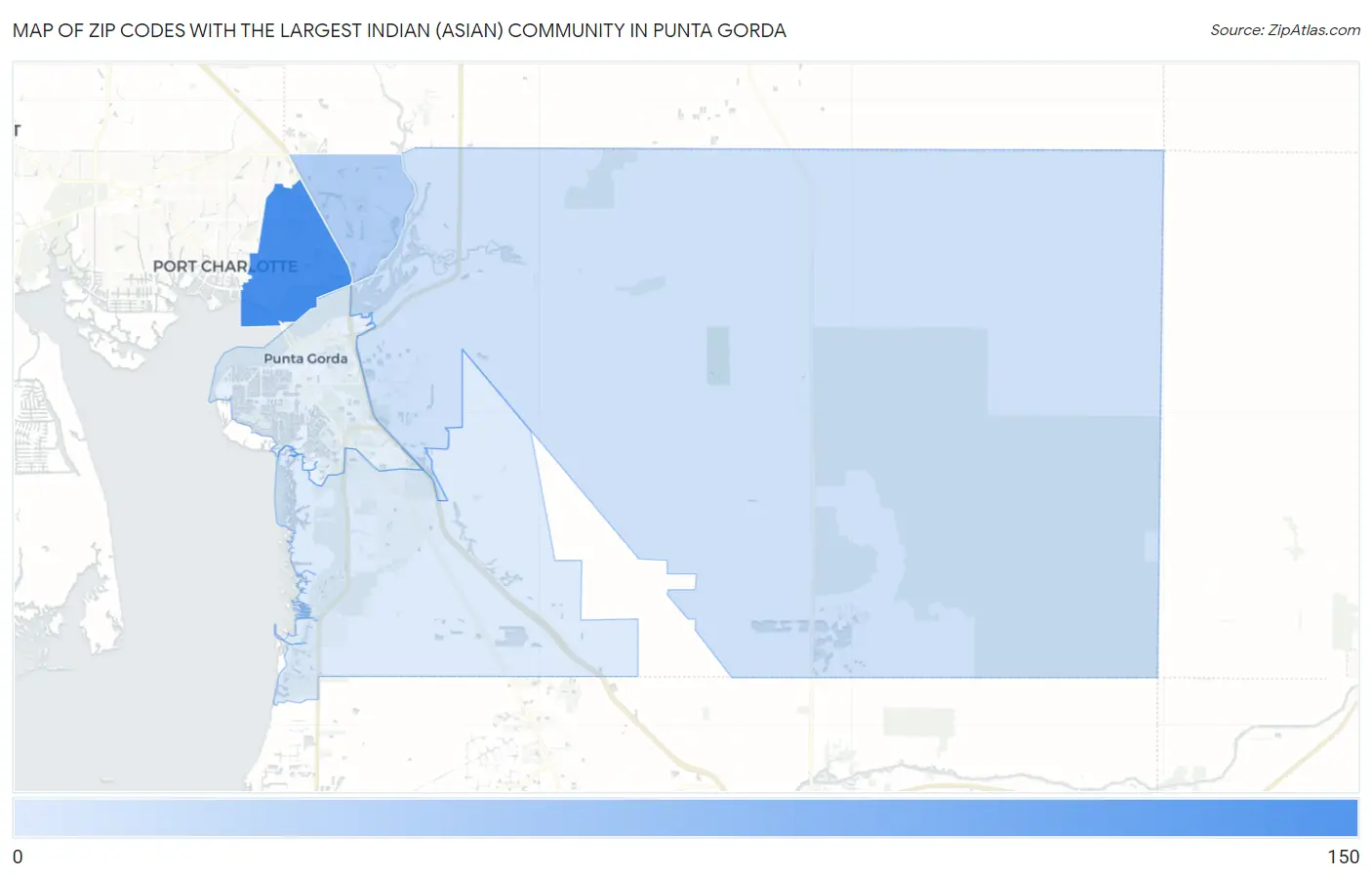 Zip Codes with the Largest Indian (Asian) Community in Punta Gorda Map