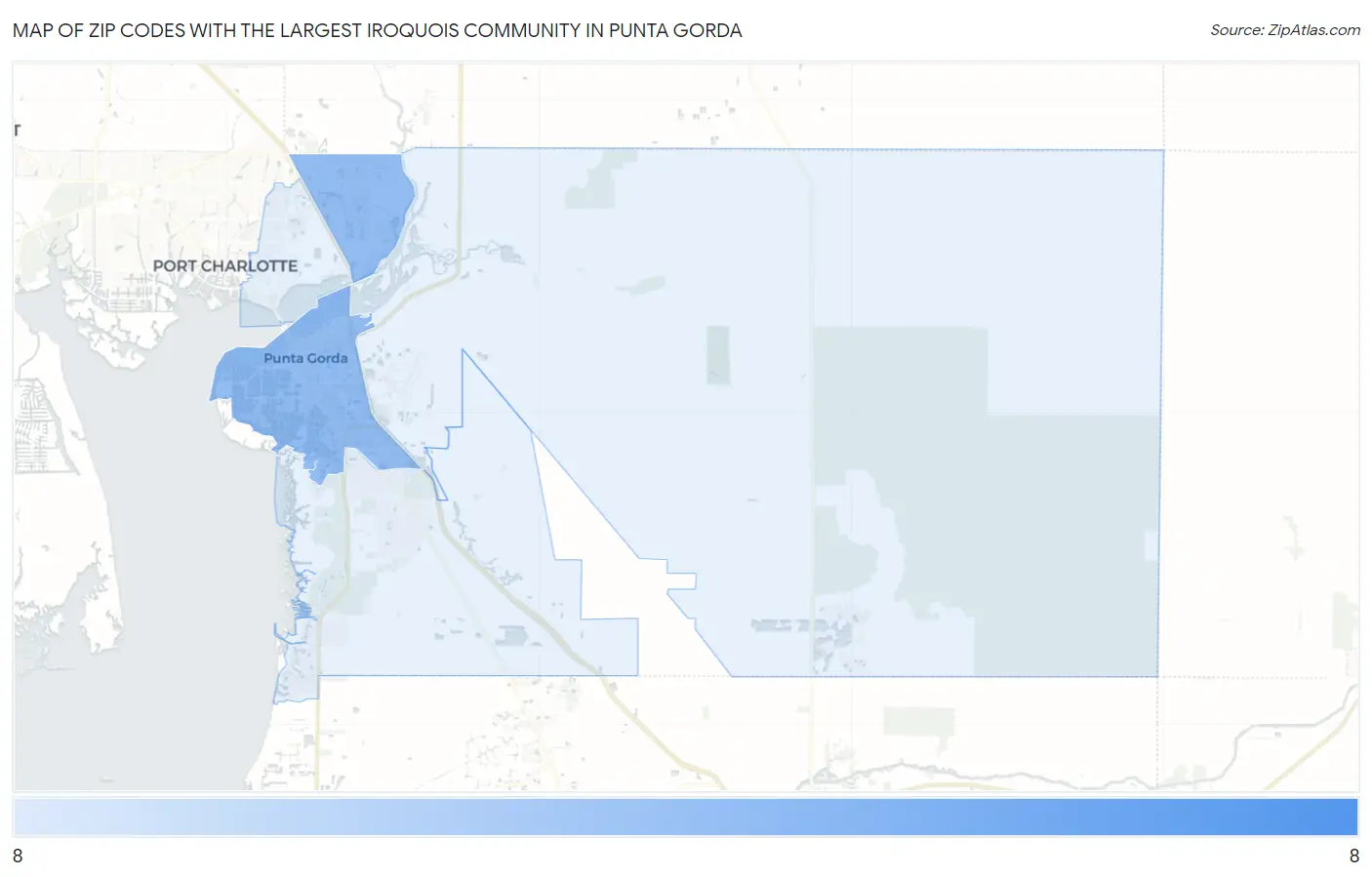 Zip Codes with the Largest Iroquois Community in Punta Gorda Map