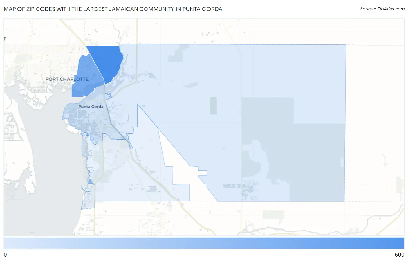 Zip Codes with the Largest Jamaican Community in Punta Gorda Map