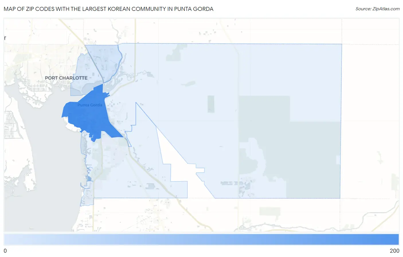 Zip Codes with the Largest Korean Community in Punta Gorda Map