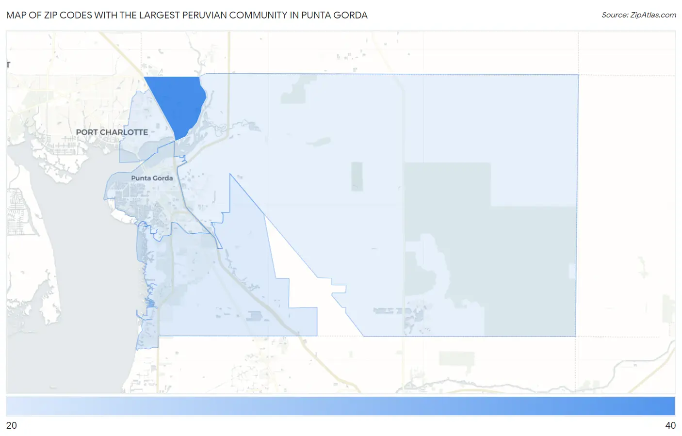 Zip Codes with the Largest Peruvian Community in Punta Gorda Map