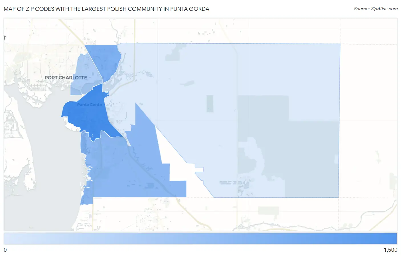 Zip Codes with the Largest Polish Community in Punta Gorda Map