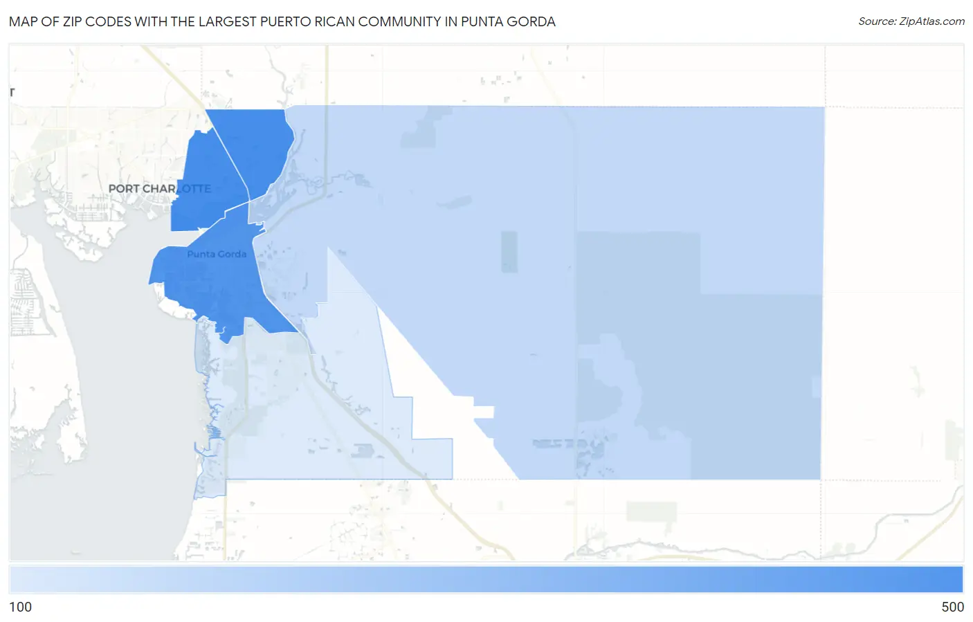 Zip Codes with the Largest Puerto Rican Community in Punta Gorda Map