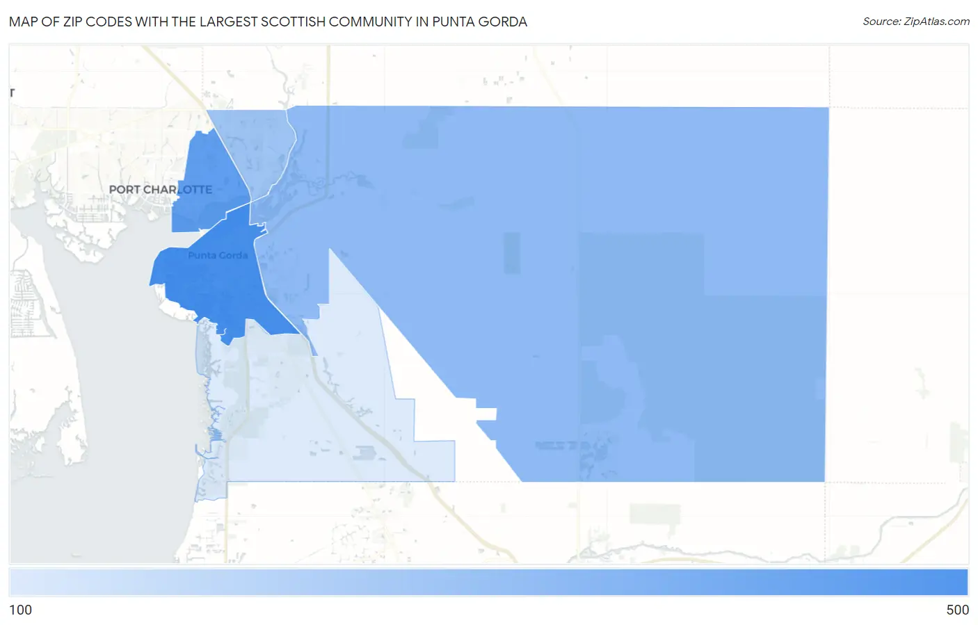 Zip Codes with the Largest Scottish Community in Punta Gorda Map