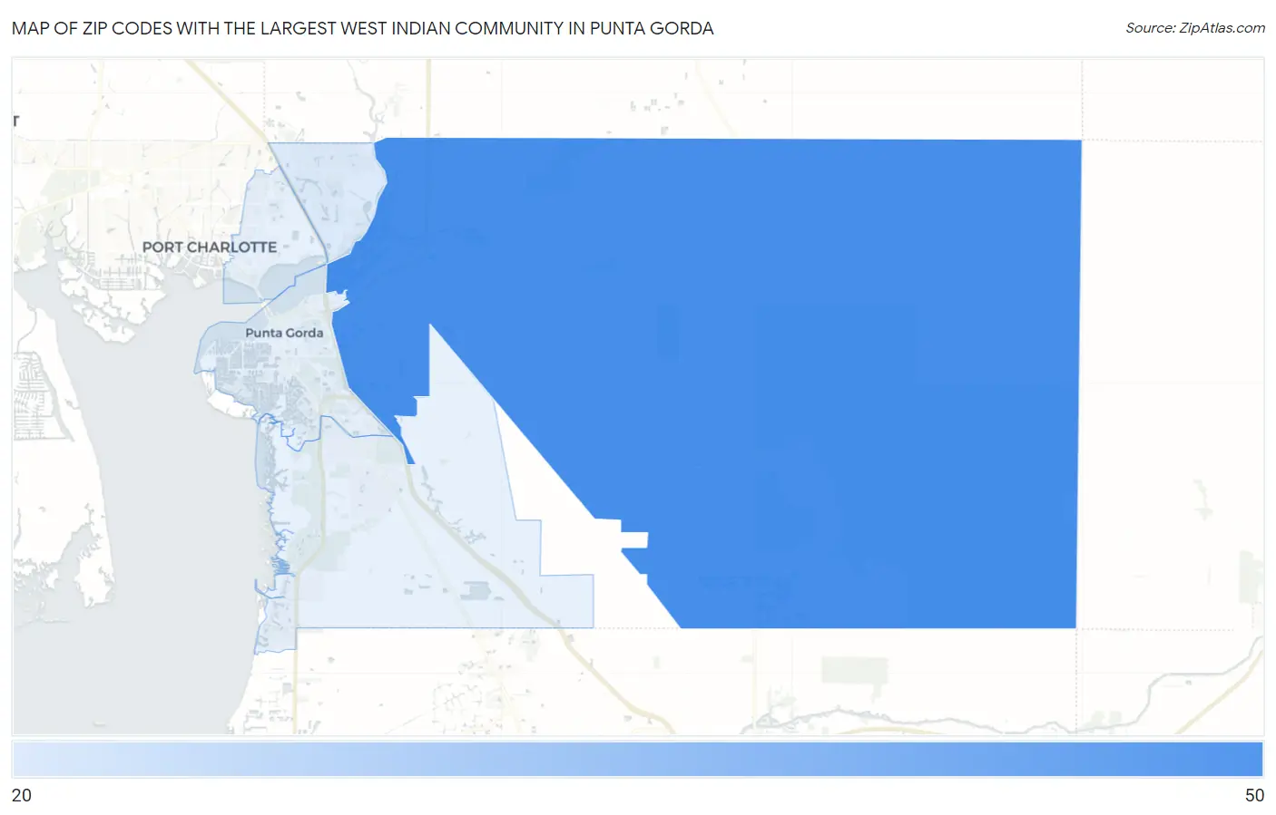Zip Codes with the Largest West Indian Community in Punta Gorda Map