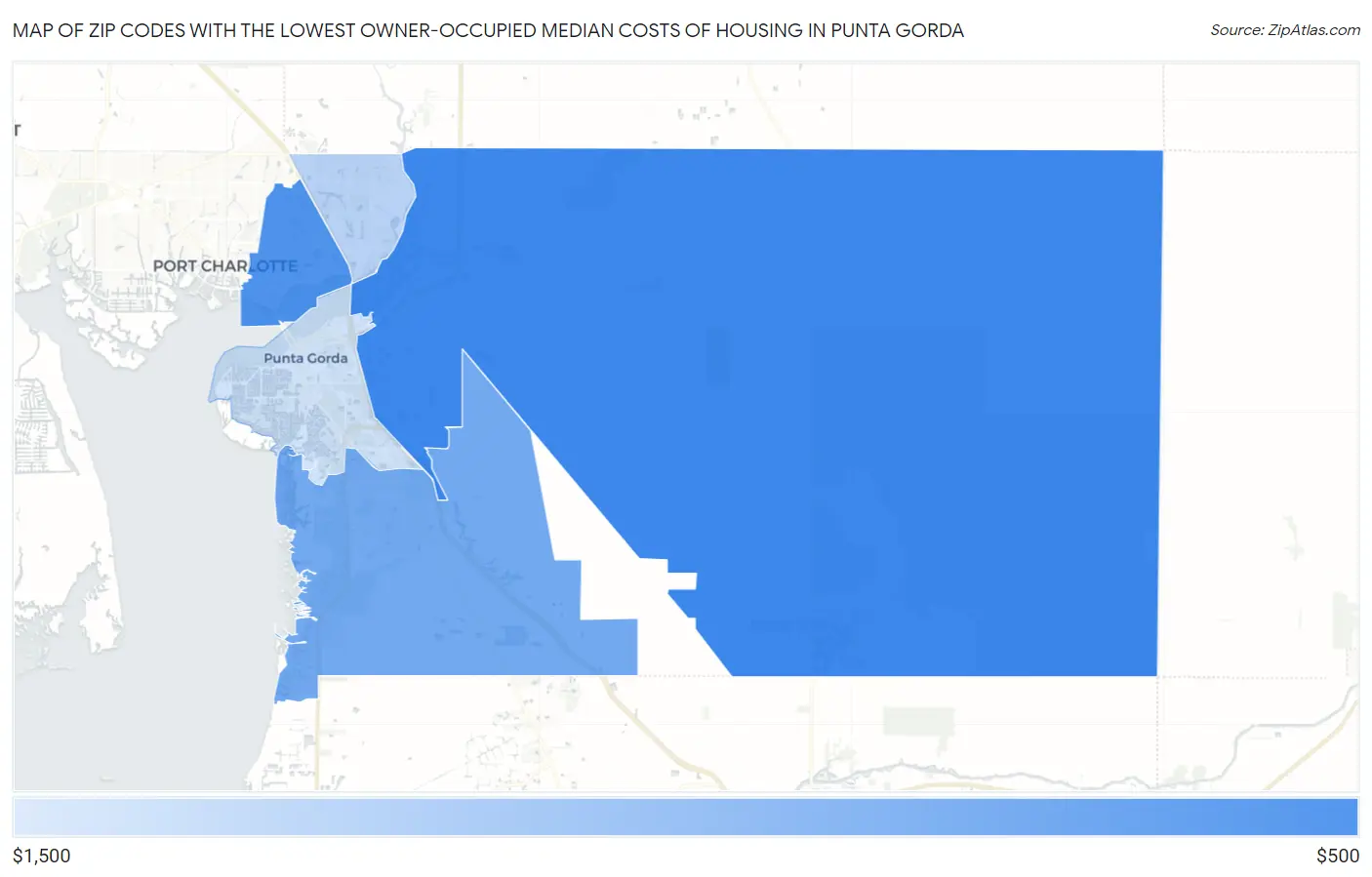 Zip Codes with the Lowest Owner-Occupied Median Costs of Housing in Punta Gorda Map