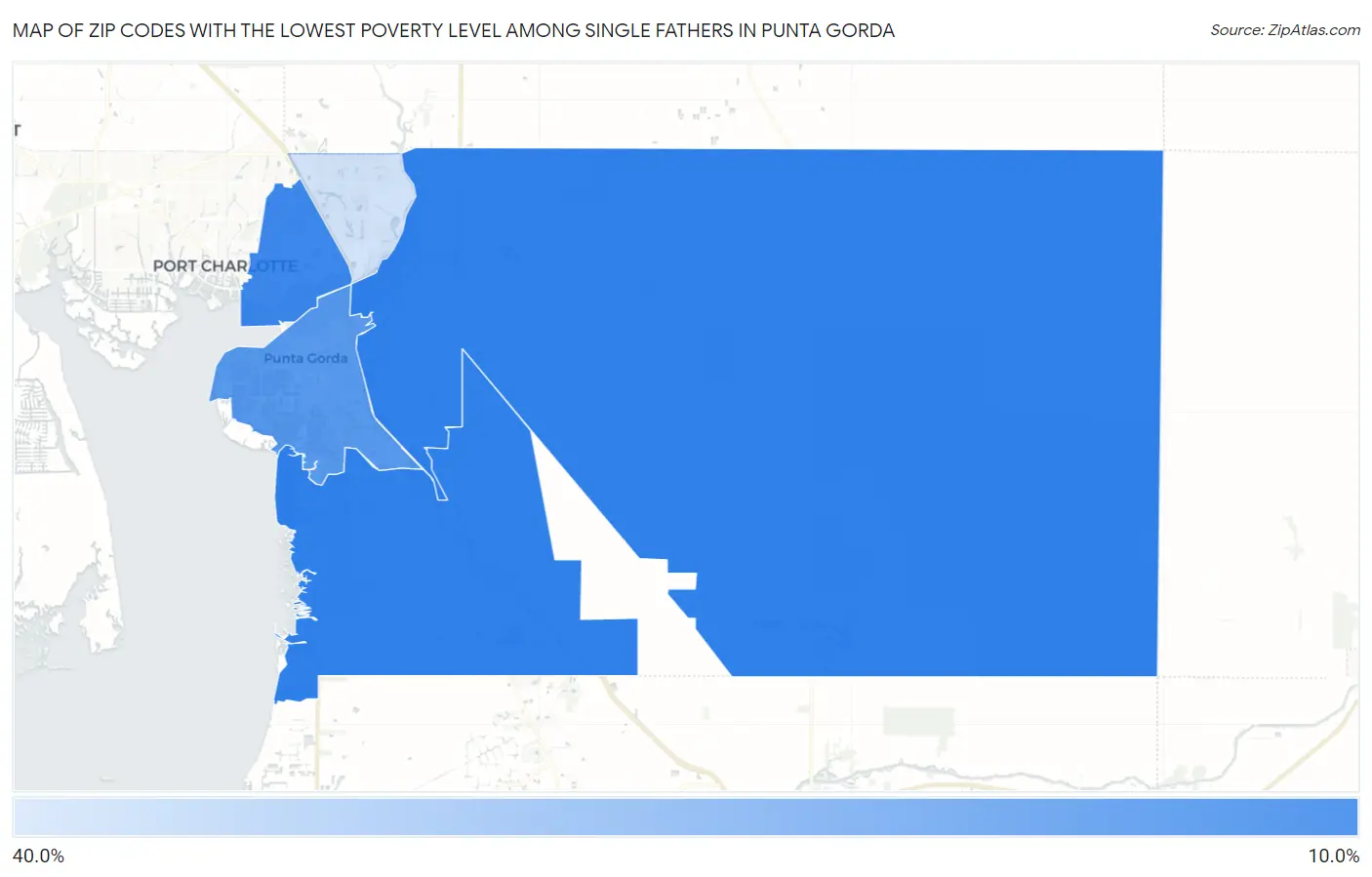 Zip Codes with the Lowest Poverty Level Among Single Fathers in Punta Gorda Map
