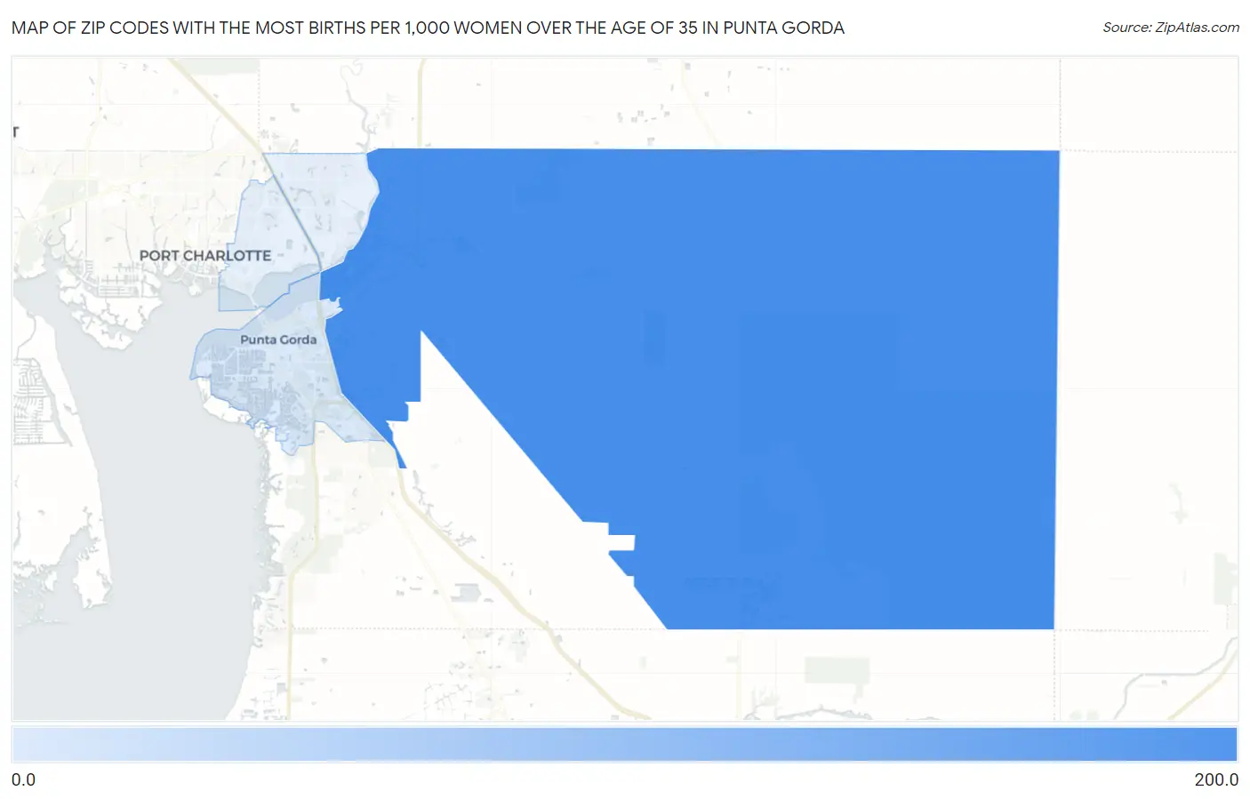 Zip Codes with the Most Births per 1,000 Women Over the Age of 35 in Punta Gorda Map