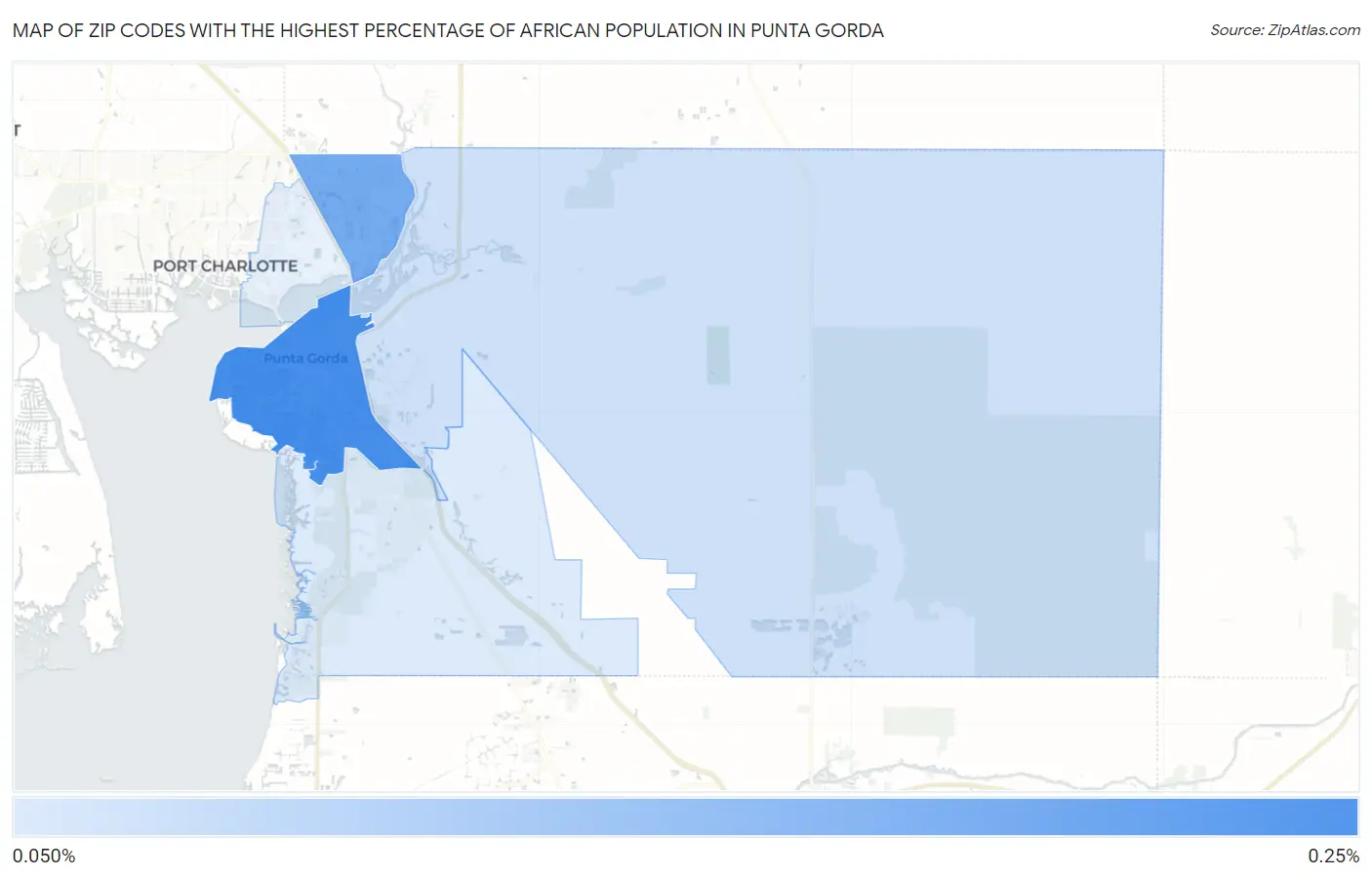 Zip Codes with the Highest Percentage of African Population in Punta Gorda Map