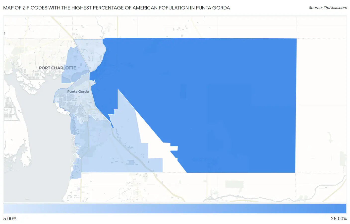 Zip Codes with the Highest Percentage of American Population in Punta Gorda Map