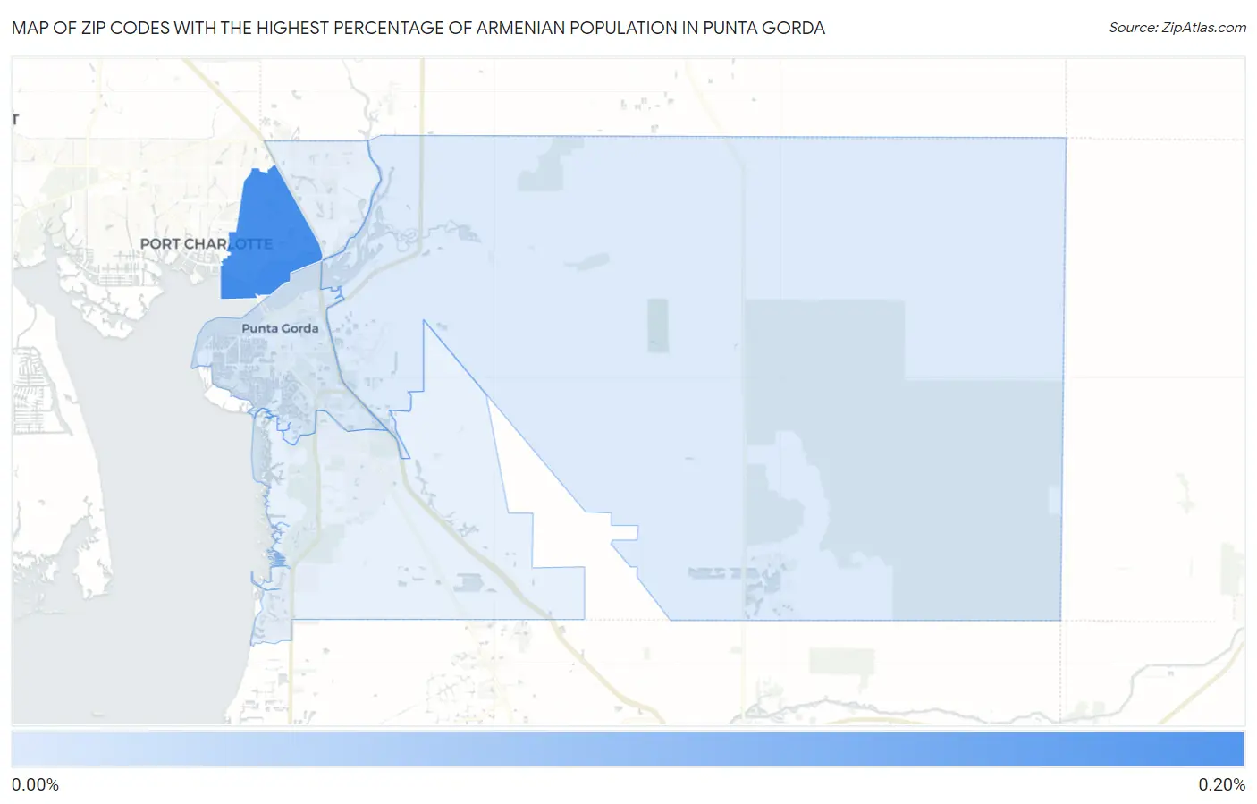 Zip Codes with the Highest Percentage of Armenian Population in Punta Gorda Map