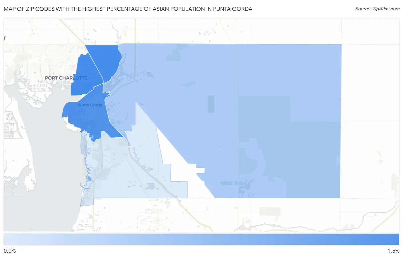 Zip Codes with the Highest Percentage of Asian Population in Punta Gorda Map