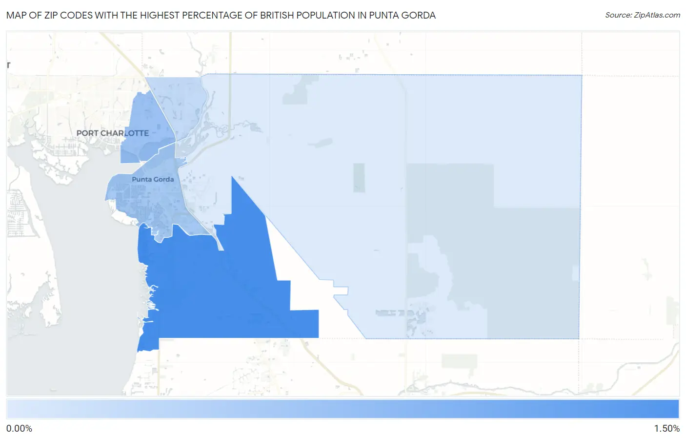 Zip Codes with the Highest Percentage of British Population in Punta Gorda Map