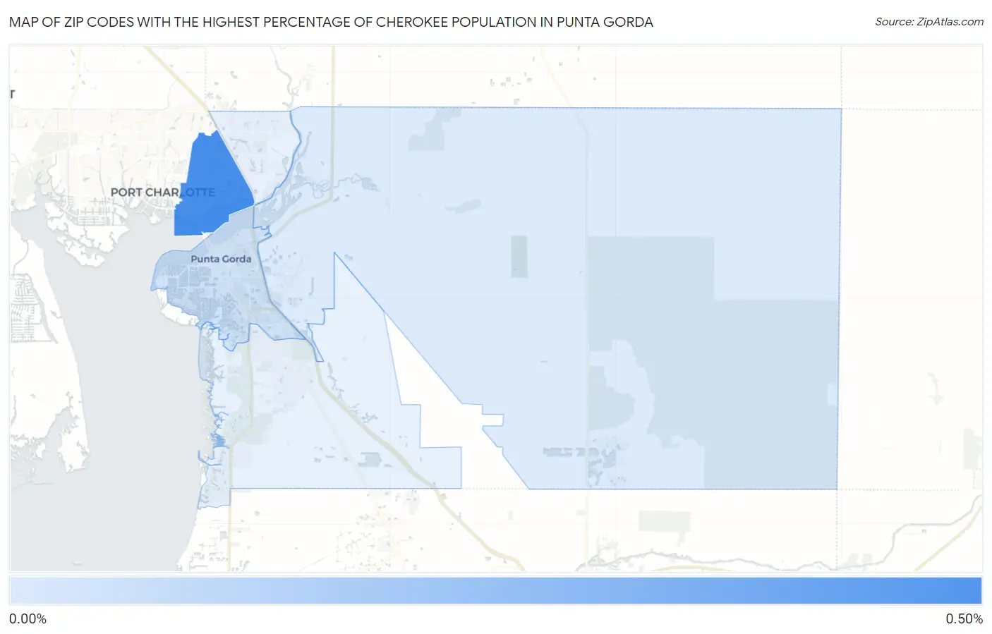 Zip Codes with the Highest Percentage of Cherokee Population in Punta Gorda Map