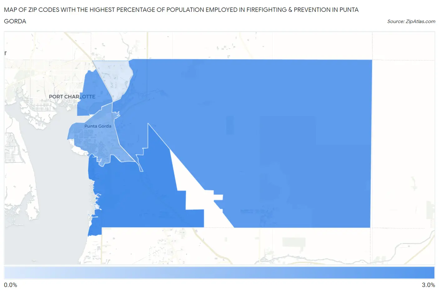 Zip Codes with the Highest Percentage of Population Employed in Firefighting & Prevention in Punta Gorda Map