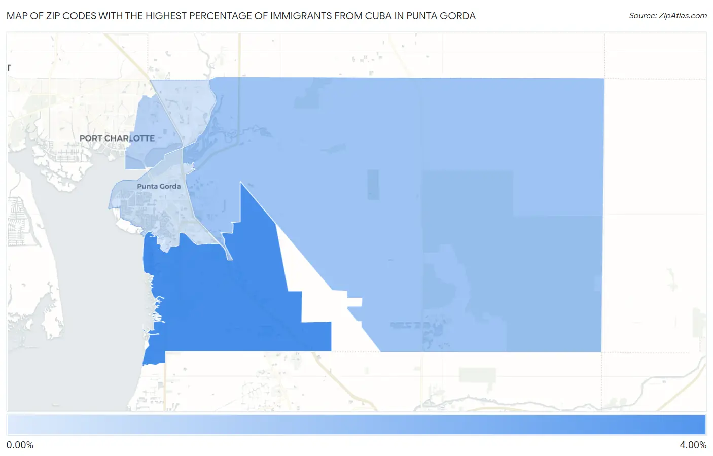 Zip Codes with the Highest Percentage of Immigrants from Cuba in Punta Gorda Map