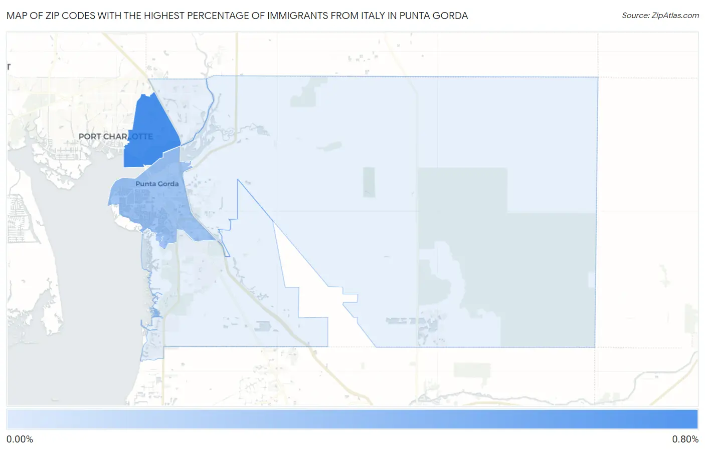 Zip Codes with the Highest Percentage of Immigrants from Italy in Punta Gorda Map