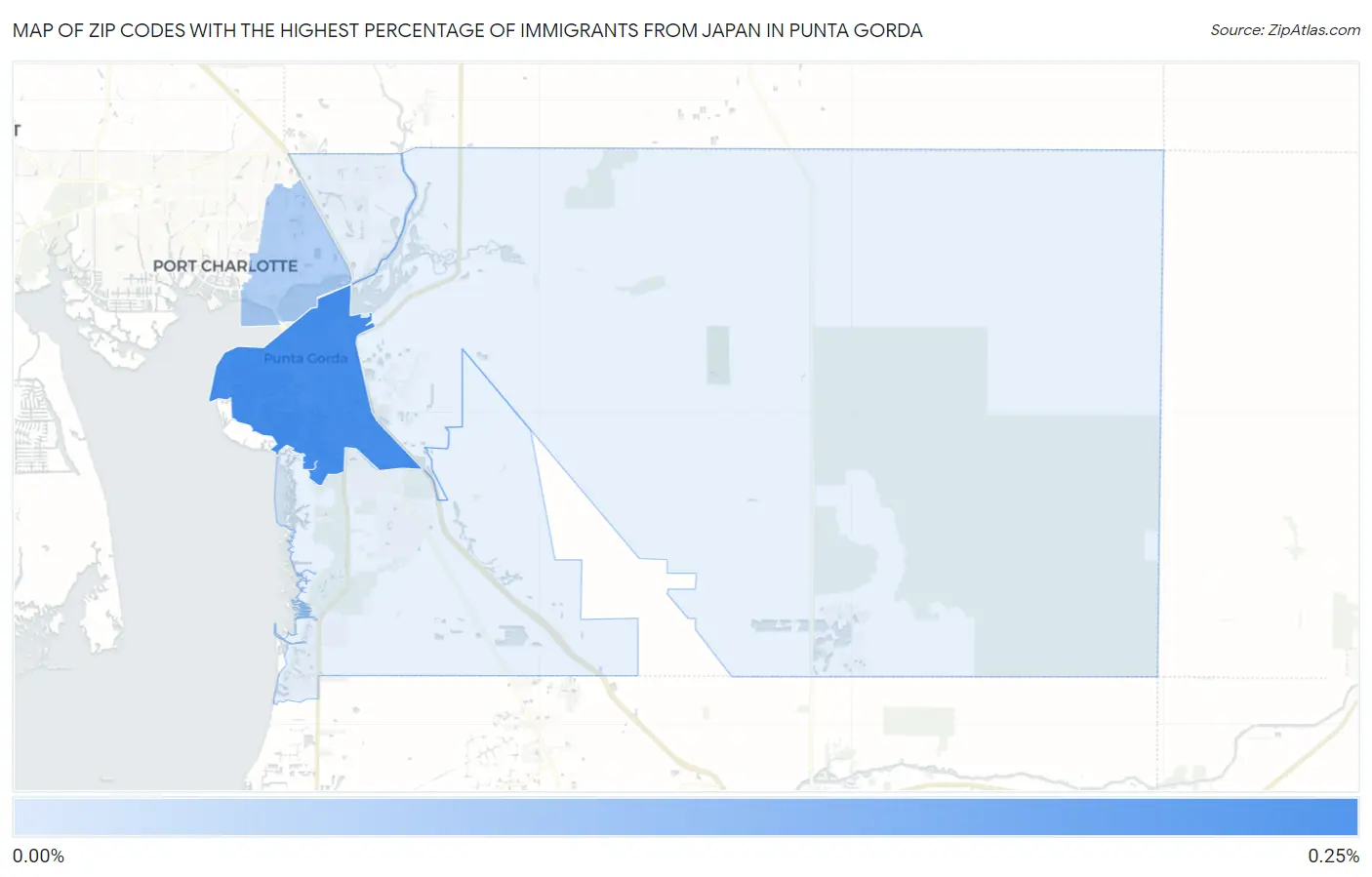 Zip Codes with the Highest Percentage of Immigrants from Japan in Punta Gorda Map