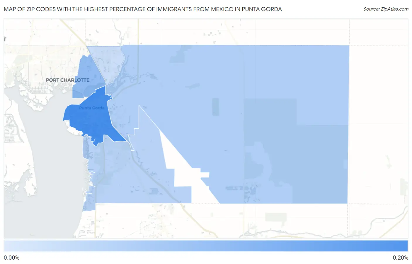 Zip Codes with the Highest Percentage of Immigrants from Mexico in Punta Gorda Map