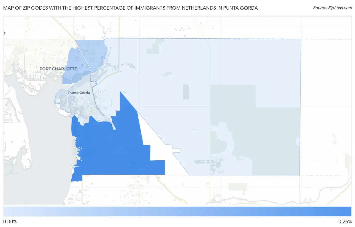 Zip Codes with the Highest Percentage of Immigrants from Netherlands in Punta Gorda Map