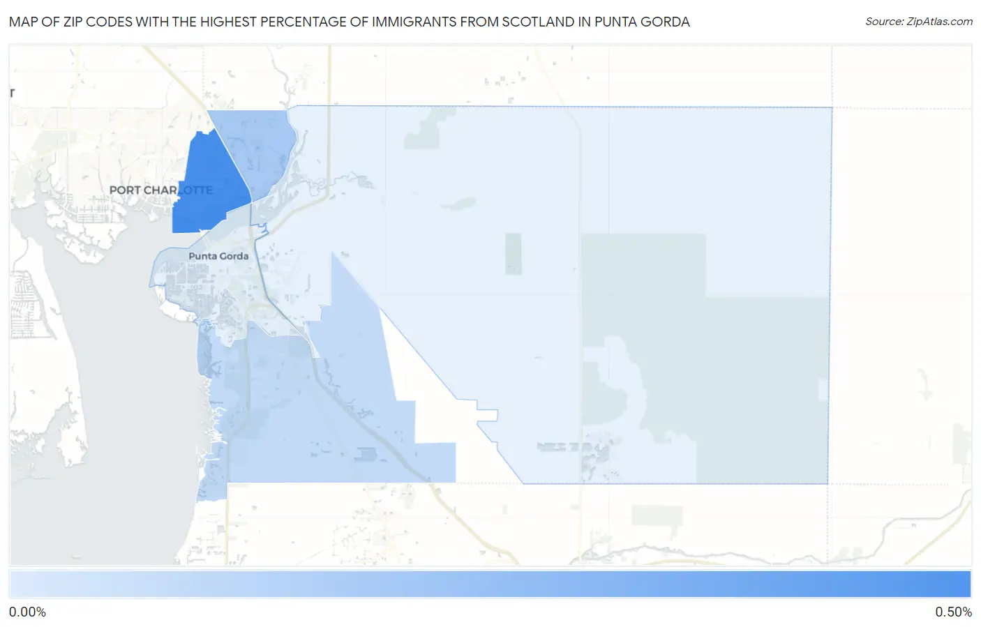 Zip Codes with the Highest Percentage of Immigrants from Scotland in Punta Gorda Map