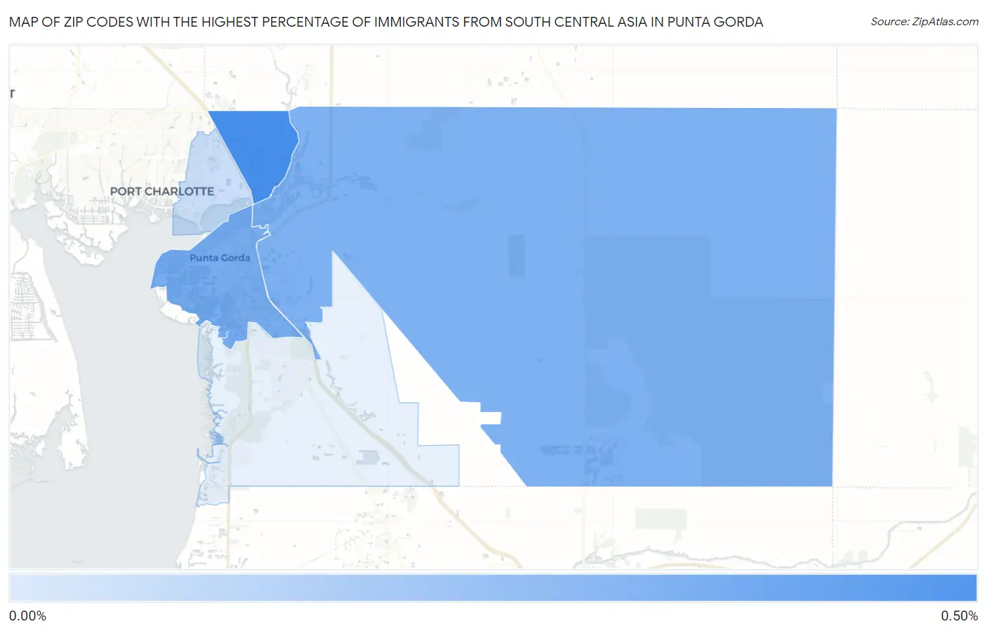 Zip Codes with the Highest Percentage of Immigrants from South Central Asia in Punta Gorda Map