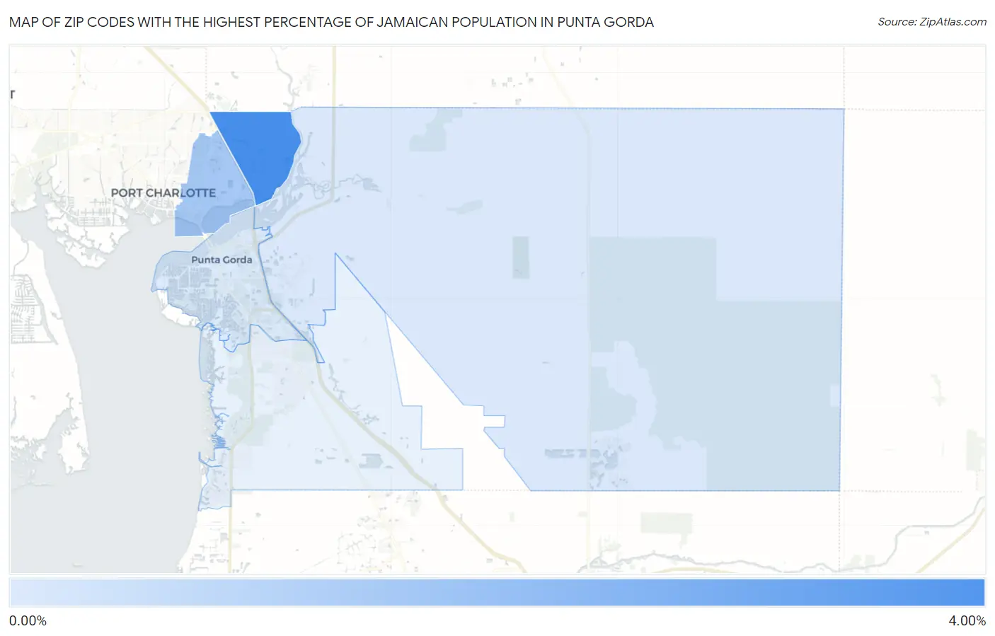 Zip Codes with the Highest Percentage of Jamaican Population in Punta Gorda Map