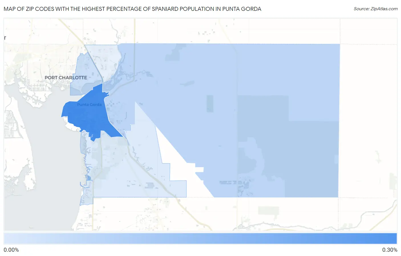 Zip Codes with the Highest Percentage of Spaniard Population in Punta Gorda Map