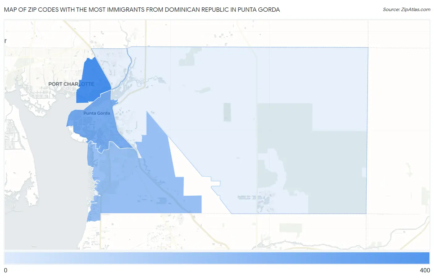 Zip Codes with the Most Immigrants from Dominican Republic in Punta Gorda Map