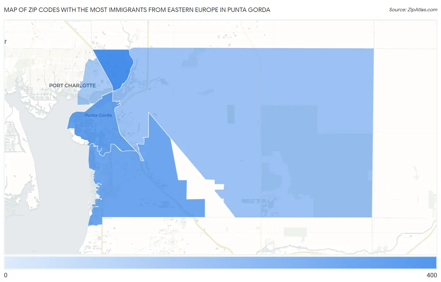 Zip Codes with the Most Immigrants from Eastern Europe in Punta Gorda Map
