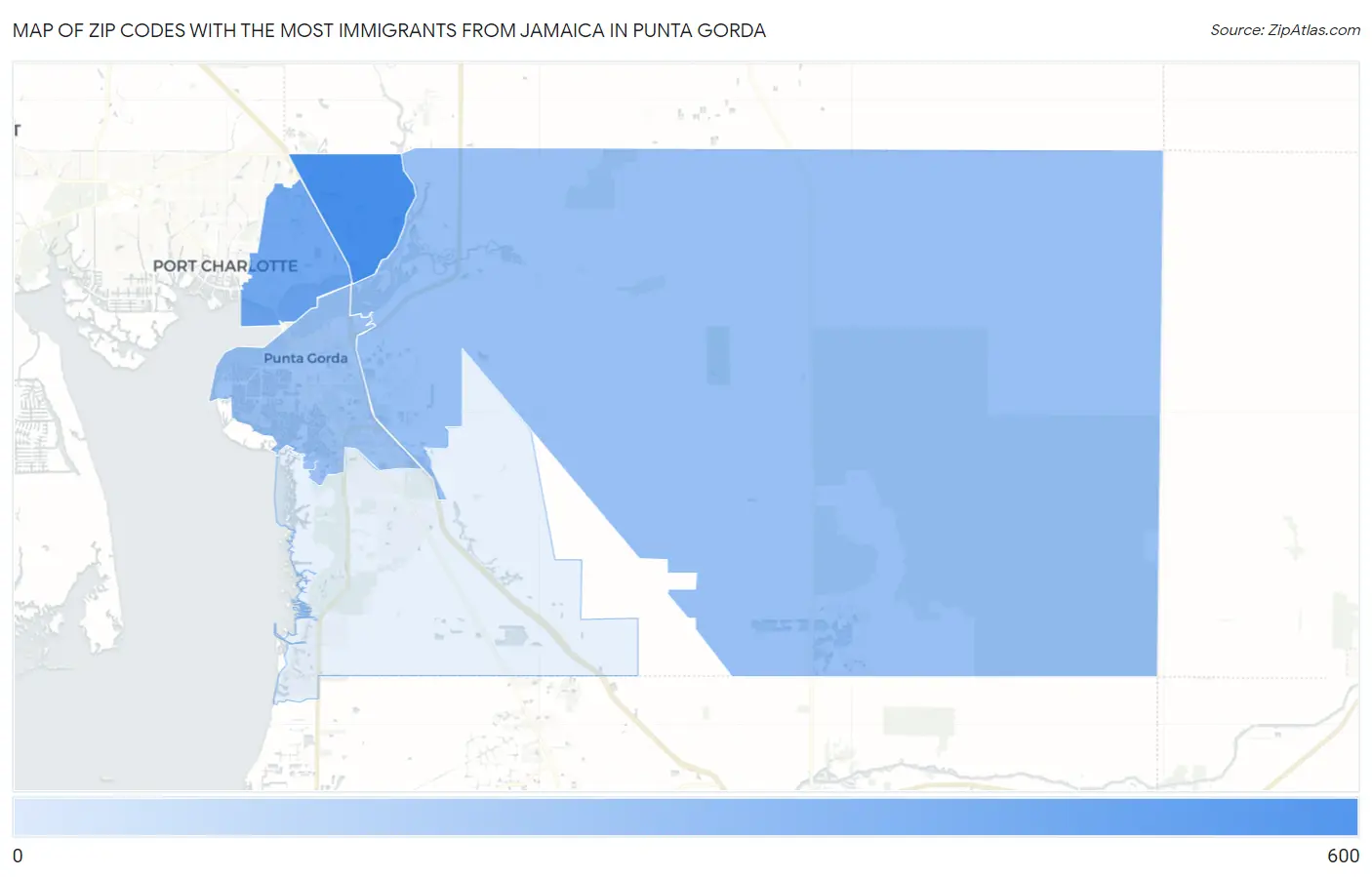 Zip Codes with the Most Immigrants from Jamaica in Punta Gorda Map