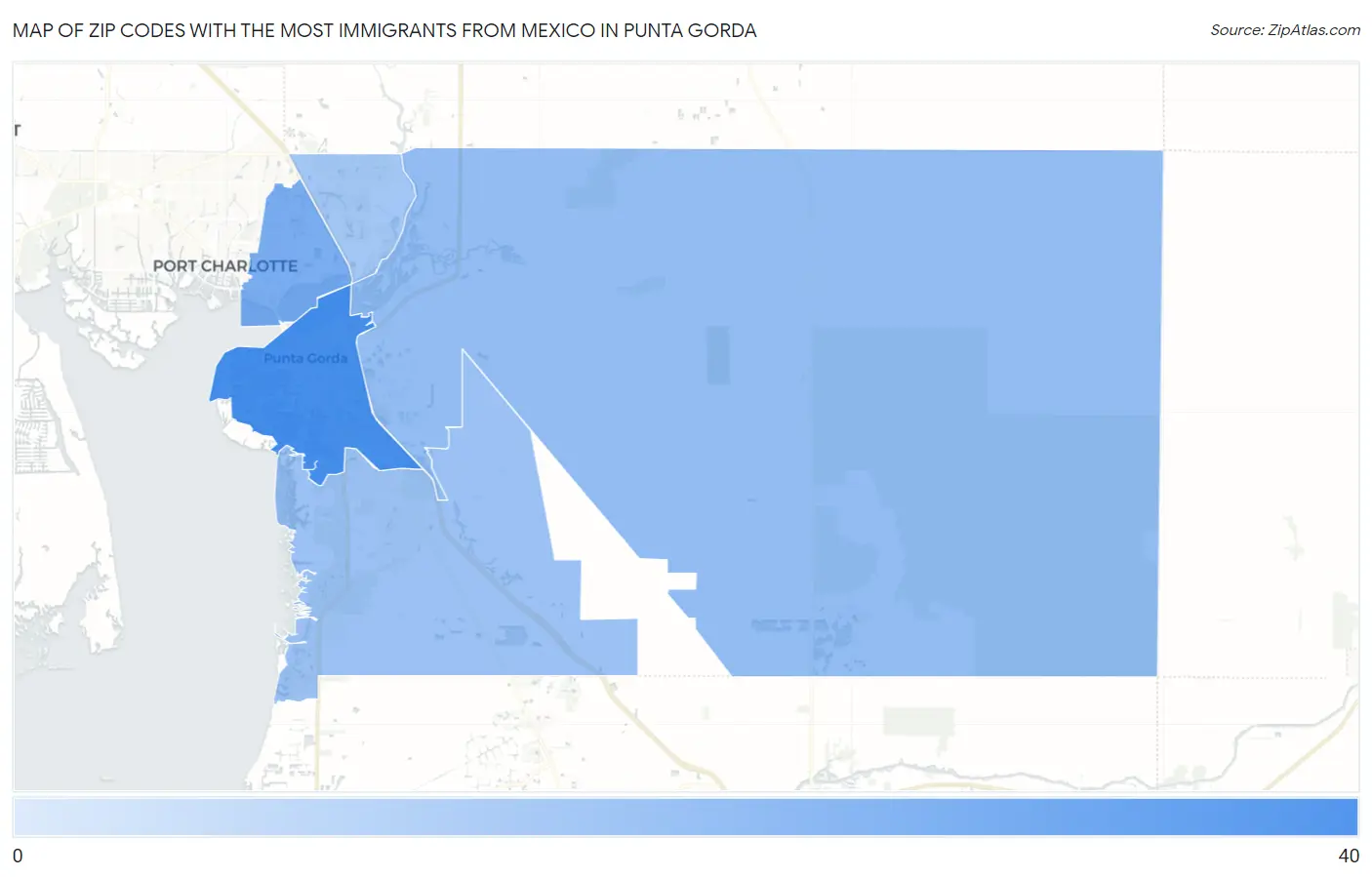 Zip Codes with the Most Immigrants from Mexico in Punta Gorda Map