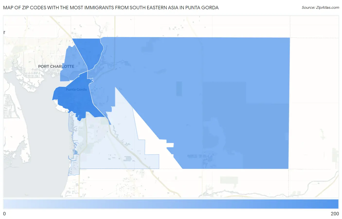 Zip Codes with the Most Immigrants from South Eastern Asia in Punta Gorda Map