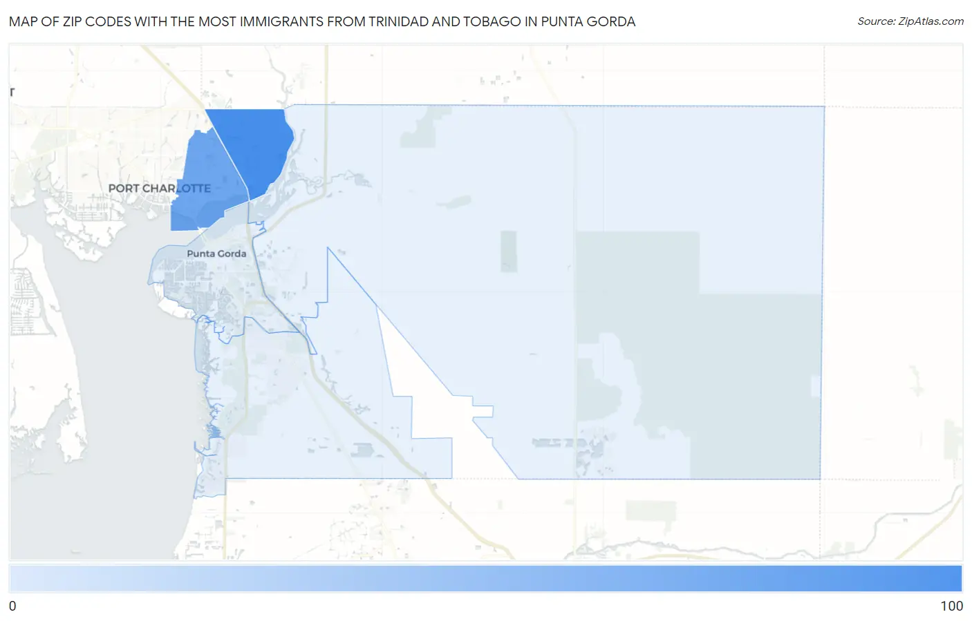 Zip Codes with the Most Immigrants from Trinidad and Tobago in Punta Gorda Map