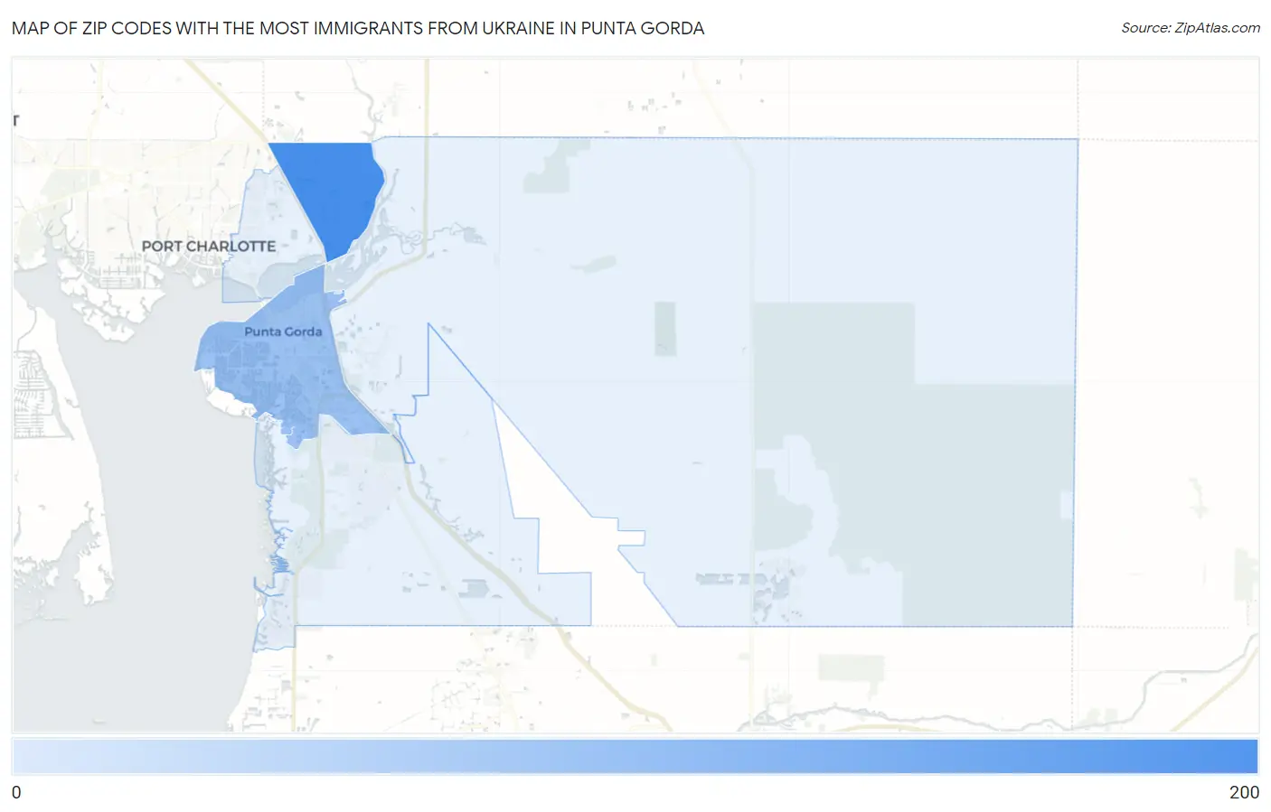 Zip Codes with the Most Immigrants from Ukraine in Punta Gorda Map