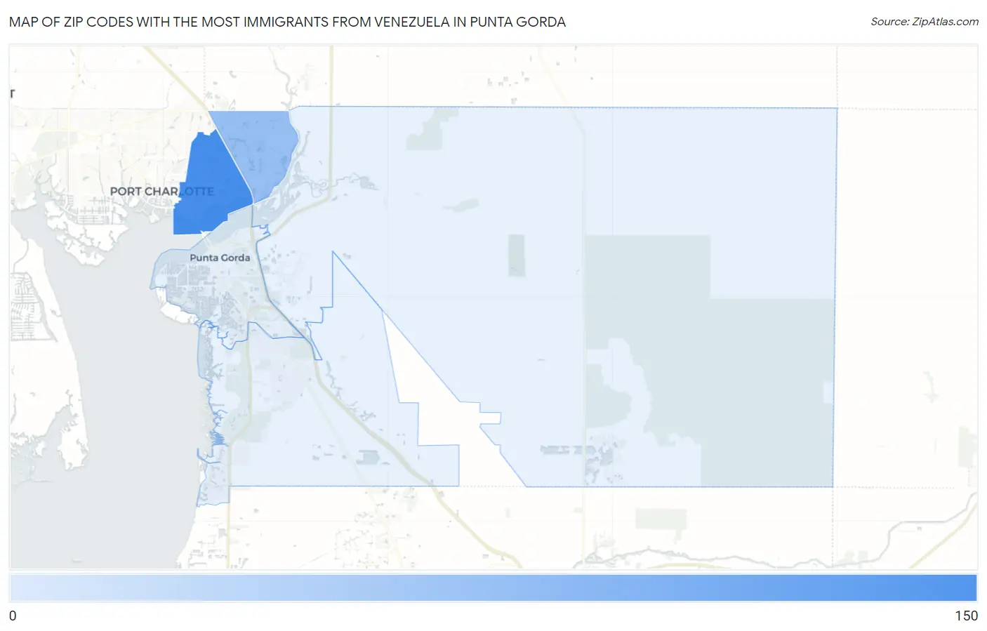 Zip Codes with the Most Immigrants from Venezuela in Punta Gorda Map