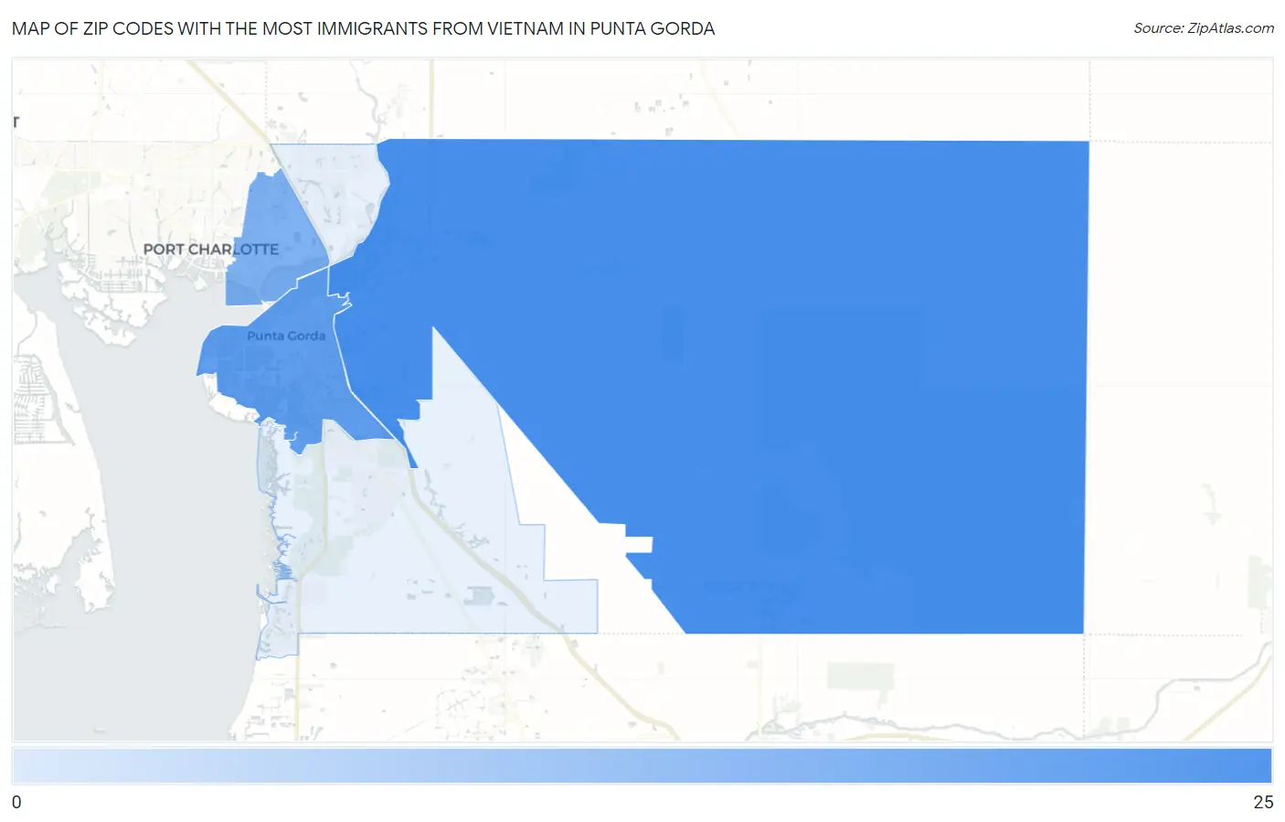 Zip Codes with the Most Immigrants from Vietnam in Punta Gorda Map