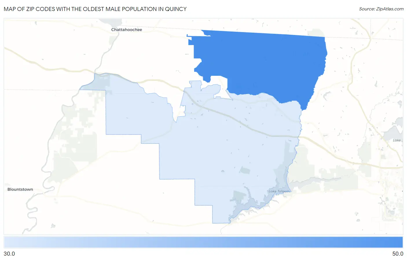 Zip Codes with the Oldest Male Population in Quincy Map