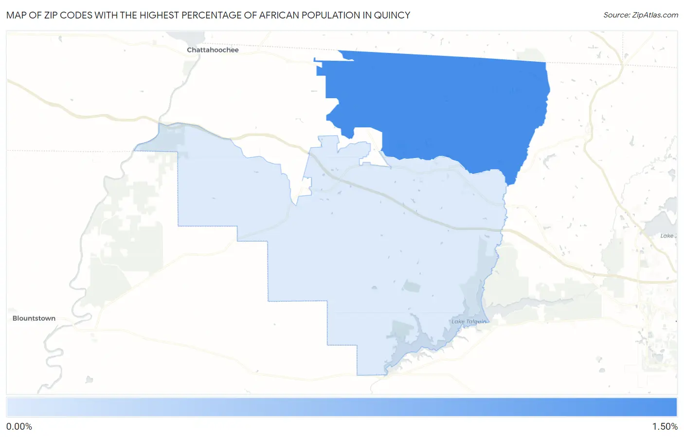 Zip Codes with the Highest Percentage of African Population in Quincy Map