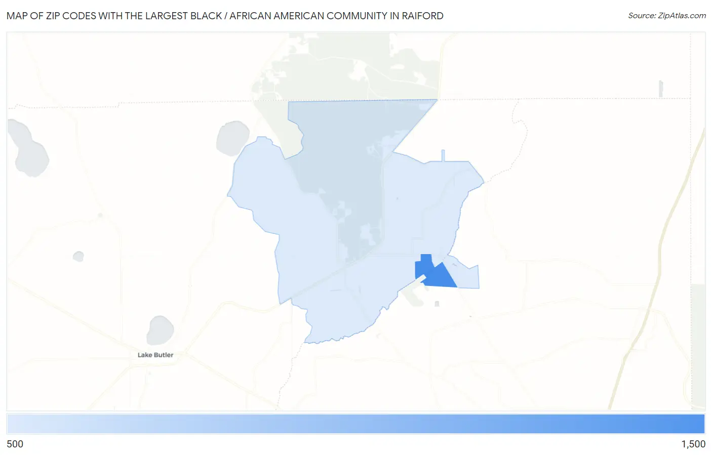 Zip Codes with the Largest Black / African American Community in Raiford Map