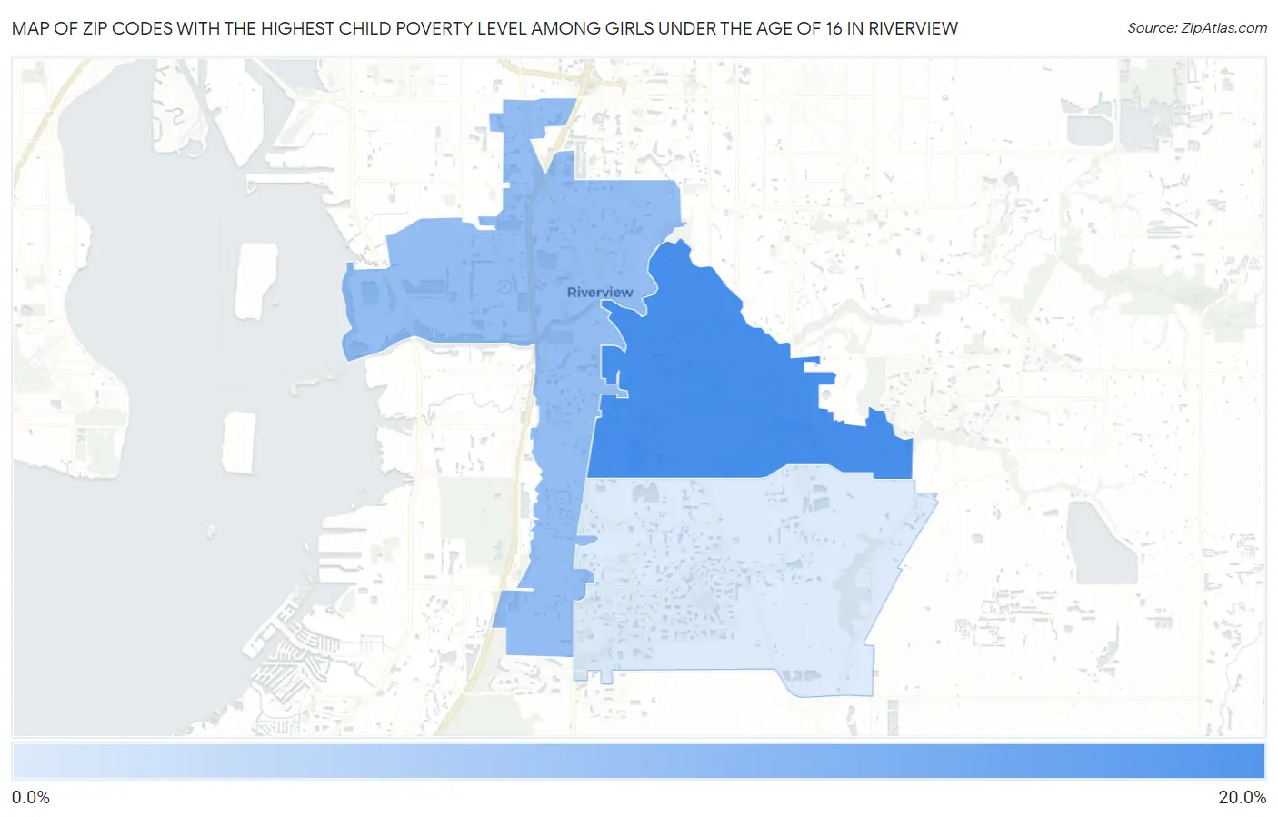 Zip Codes with the Highest Child Poverty Level Among Girls Under the Age of 16 in Riverview Map
