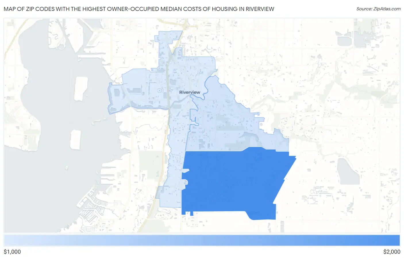 Zip Codes with the Highest Owner-Occupied Median Costs of Housing in Riverview Map