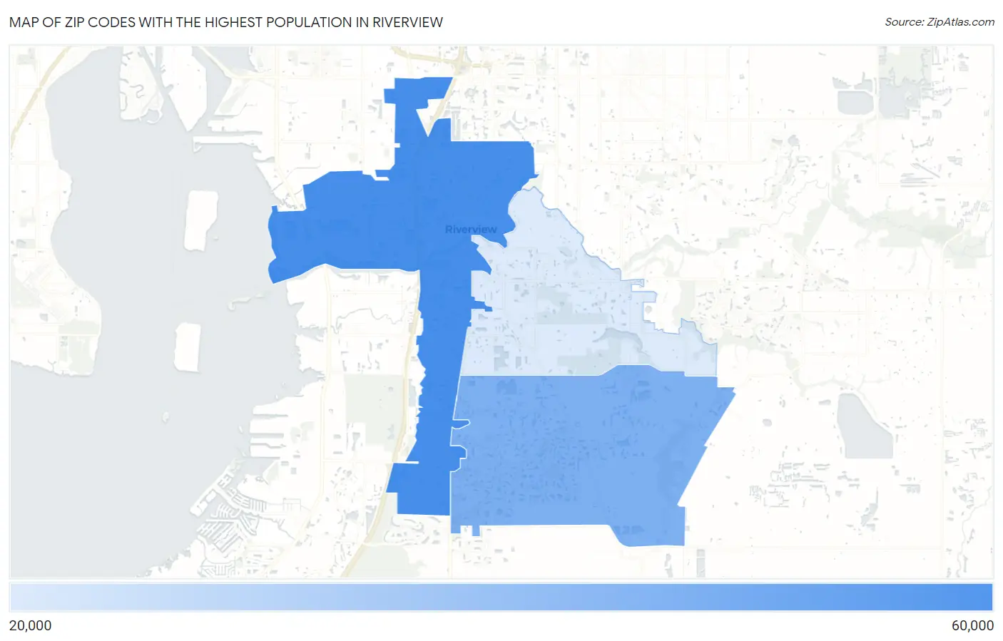 Zip Codes with the Highest Population in Riverview Map