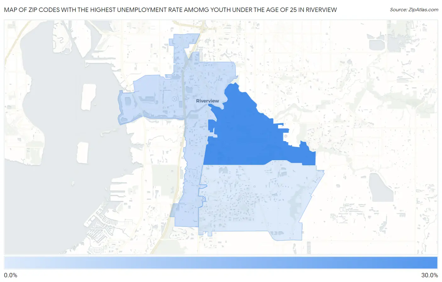 Zip Codes with the Highest Unemployment Rate Amomg Youth Under the Age of 25 in Riverview Map